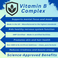 TBQ Nutrition Vitamin B Complex – 120 Vegan Capsules | Full Daily Dose of B1, B2, B3, B5, B6, B7, B9, B12 + PABA | Energy, Nerve, Immune & Metabolism Support | UK-Made Supplement