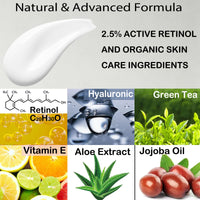 SEFUSON Retinol Moisturizer Cream,For Face&Eye Area Anti Aging Wrinkles & Acne & Fine Lines,with Vitamin E&Hyaluronic Acid & Jojoba Oil.Best Night&Day Facial Cream.With 2.5% Active Retinol (50Milliliter)