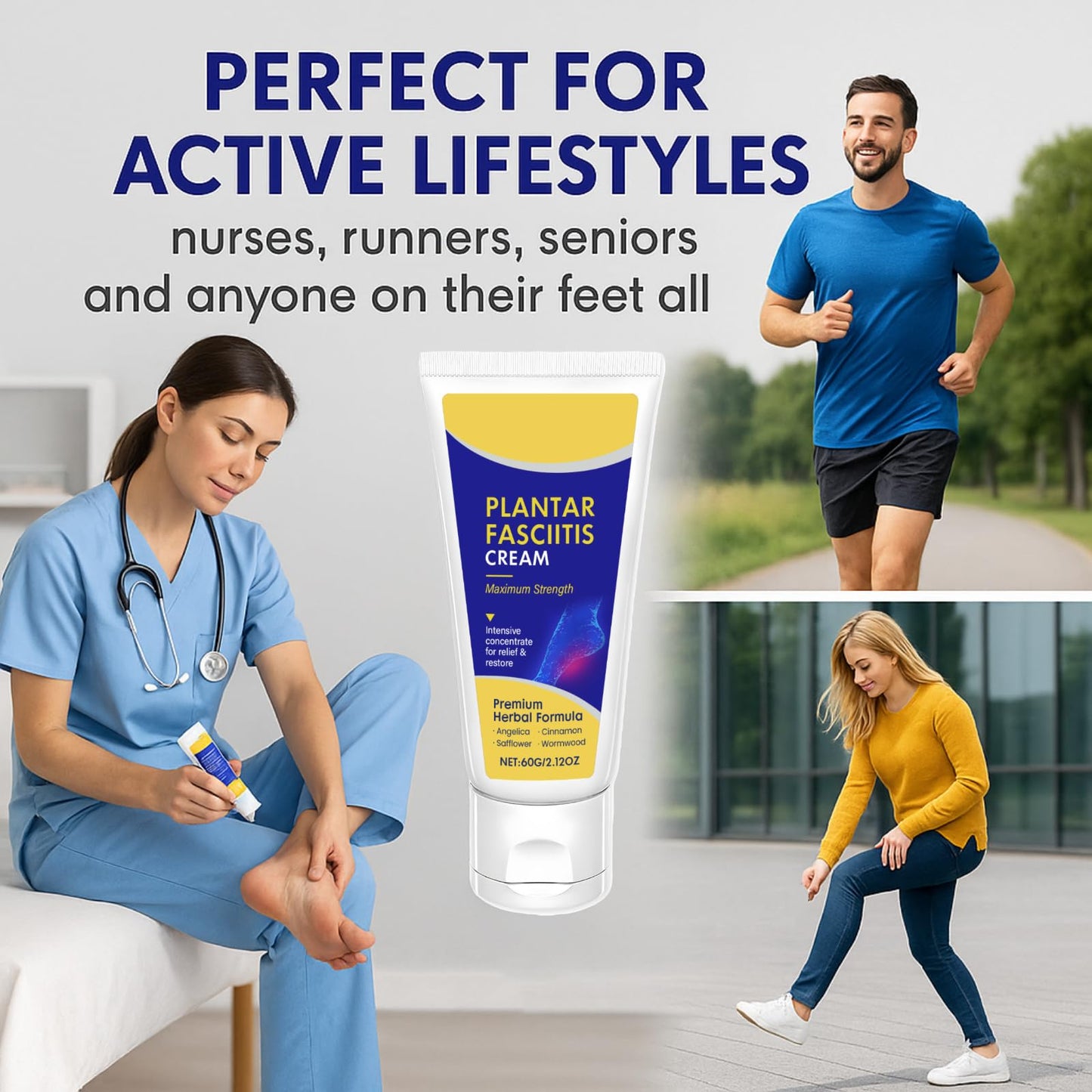 Plantar Fasciitis Relief Cream - Foot Cream for Cracked Heels and Dry Skin, Heel Pain Relief for Plantar Fasciitis, Heel Spurs & Sore Feet