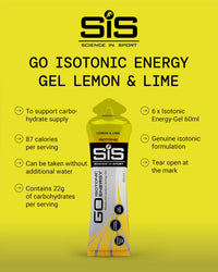 Science in Sport GO Isotonic Energy Gels - Fast-Acting Isotonic Carbohydrate Gel, 22g Energy per Sachet - No Need for Water - On-the-Go Fuel - Lemon & Lime, 6-Pack