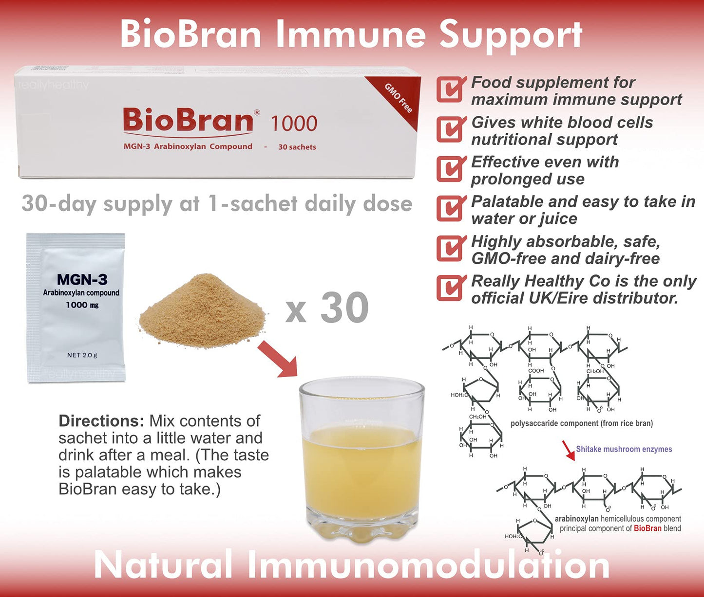 BioBran MGN-3 - 30 - 1000mg Sachets - Immune System Support