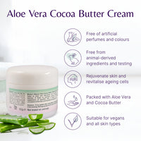The House of Mistry Mistry's Aloe Vera Cocoa Butter Moisturising Cream 50g - Moisturising & Softening, Clear Skin Blemishes and Wrinkles - Additive Free, Vegan.