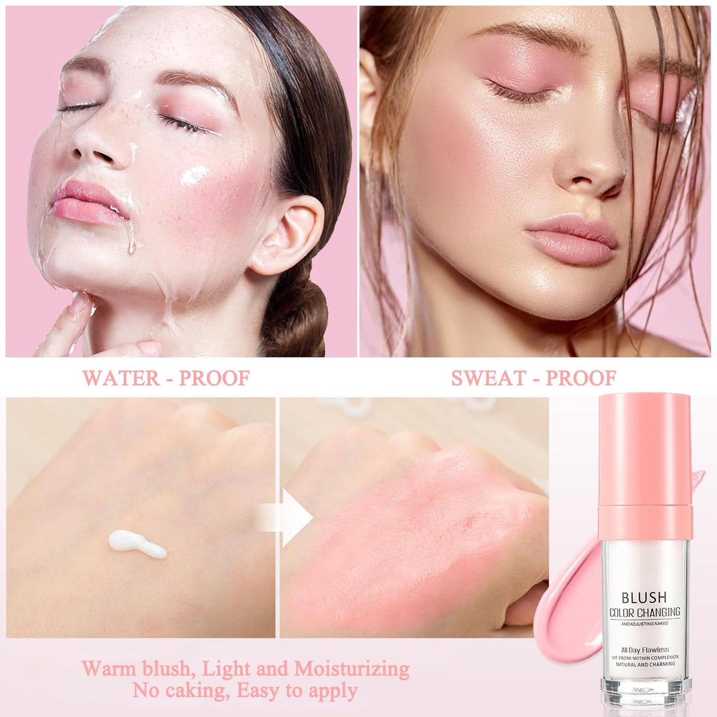 Maggikey Temperature-Activated Blush: Color Changing Cream Blush for Long-Lasting, Waterproof Cheek Color - 30ml