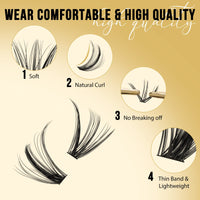 320Pcs Individual Lashes QUEWEL Cluster Lashes 30D+40D C Curl MIX12-18mm Individual Lash Extension Lash Clusters DIY Eyelash Extensions For Home Use (30D+40D 0.07C MIX12-18mm)