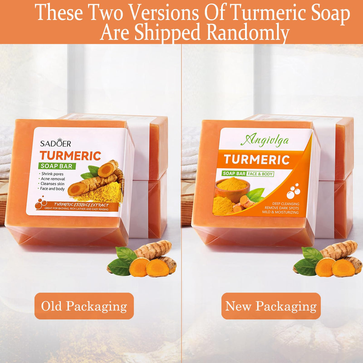 Angivlga Turmeric Soap,Natural Handmade Soap Bar For Dark Spot Corrector,Face,Body