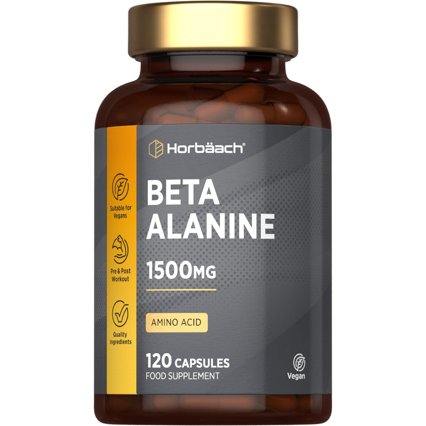 Horbäach Beta Alanine 1500mg | 120 Vegan Capsules | Premium Amino Acid Supplement for Men & Women | by Horbaach