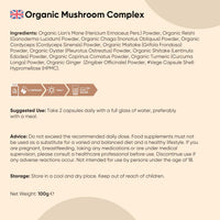 WeightWorld Organic Mushroom Complex | 180 Vegan Capsules | Lions Mane Mushroom, Cordyceps, Shiitake, Reishi, Chaga, Maitake & More | Added Turmeric & Ginger | Gluten-Free & Non-GMO | Made in EU