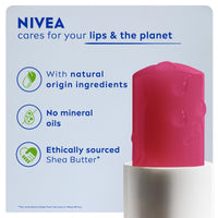 NIVEA Watermelon Shine Lip Balm (4.8g), Flavoured Lip Balm with Shea Butter, Natural Oils and Vitamins, Provides 24h Moisture and a Pink Shine, Vegan Lip Care Formula