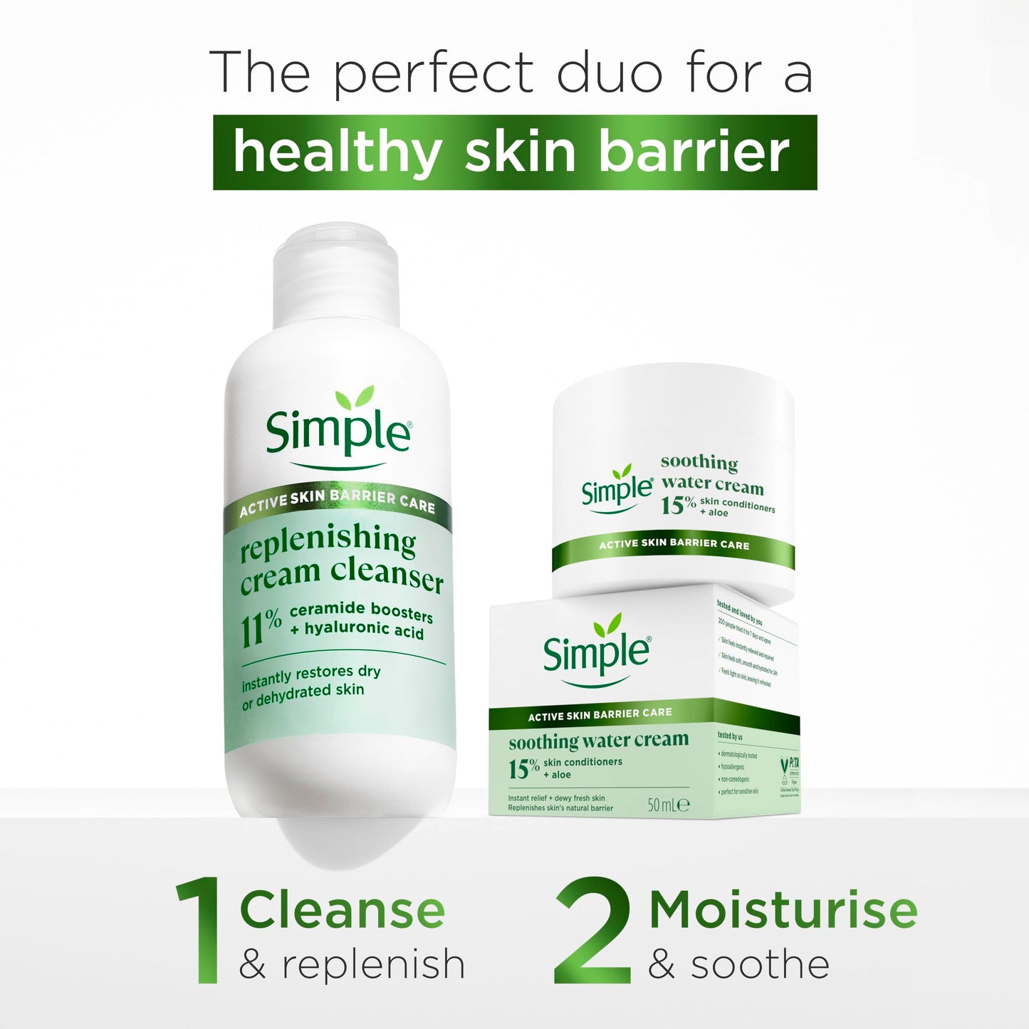 Simple Replenishing Cream Cleanser Face Cleanser Suitable for even the Most Sensitive Skin with 11% Ceramide Boosters and Hyaluronic Acid 230 ml
