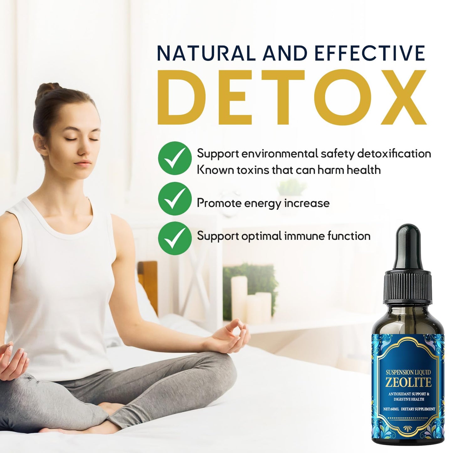 Anogol Zeolite Detox for Adults, Gentle Heavy Metal Detox, 60 ml Zeolite Drops with Chlorella, Methyl Vitamins B12 and D3, Boosting Energy and Focus, Supports Digestive and Immune Health, N1