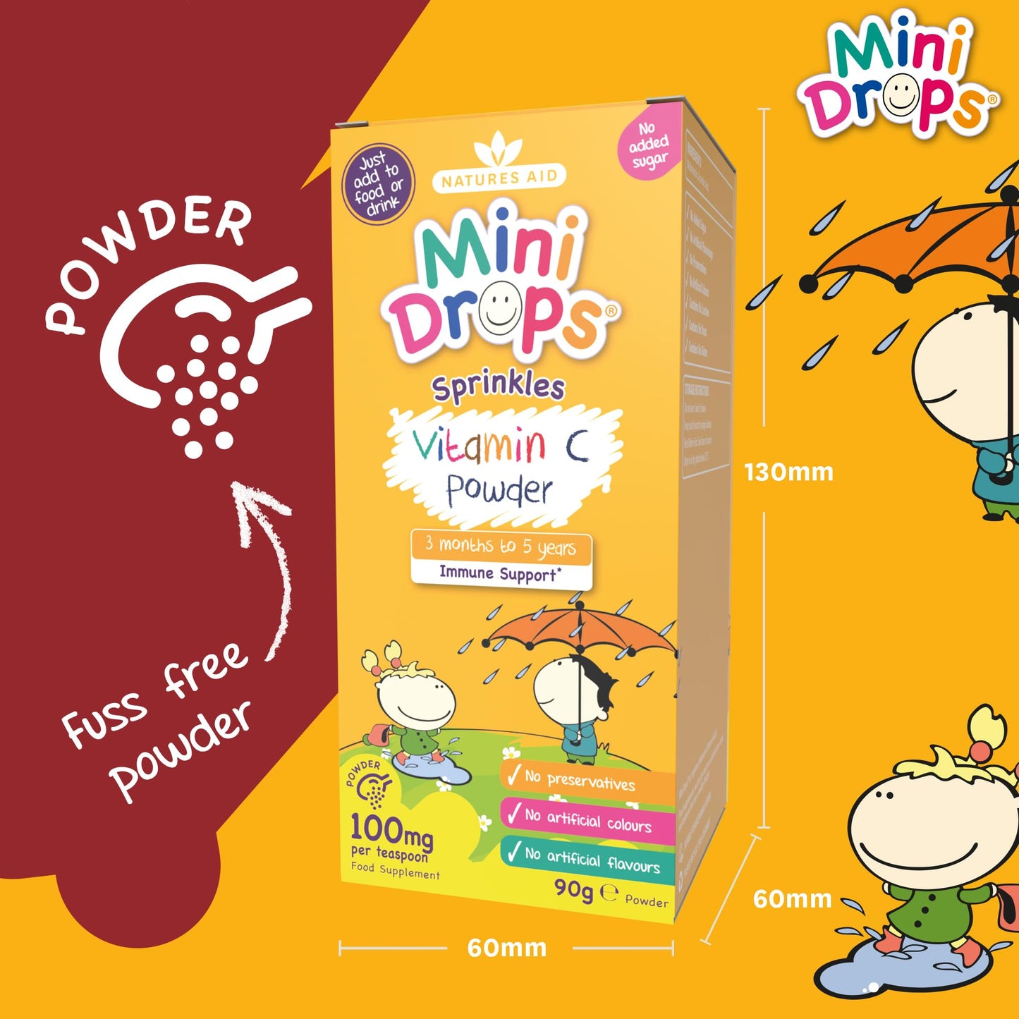 natures aid Natures Aid Mini Drops Sprinkles Vitamin C Powder for Infants & Children, 90g