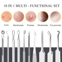 Blackhead Remover Pimple Popping Tool Kit, Boxoyx 10Pcs Professional Pimple Comedone Extractor Popper Tool Acne Removal Kit-Treatment for Pimple, Blackhead, Zit Removing, Forehead,Facial&Nose (Silver)
