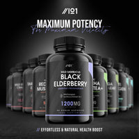 ALPHA01 Black Elderberry Extract Capsules - 1200mg - Wild European Sambucus Extract 10:1 for Immunity - Vegan, Non-GMO, Kosher, Gluten Free. 90 Vegan Capsules.