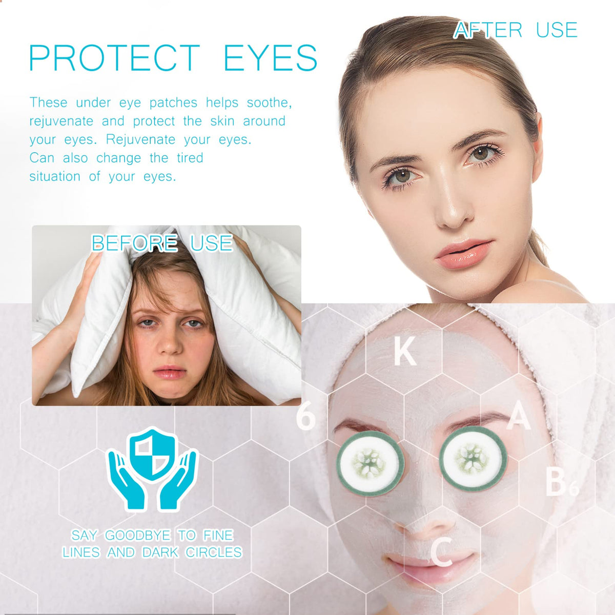LALAFINA 100pcs Spa Cooling Eye Pads Cucumber Print Eye Patches Eyelash Pad Disposable Vegetable Eye Patches Non- woven Eye Masks Paper for Home Travel Salon