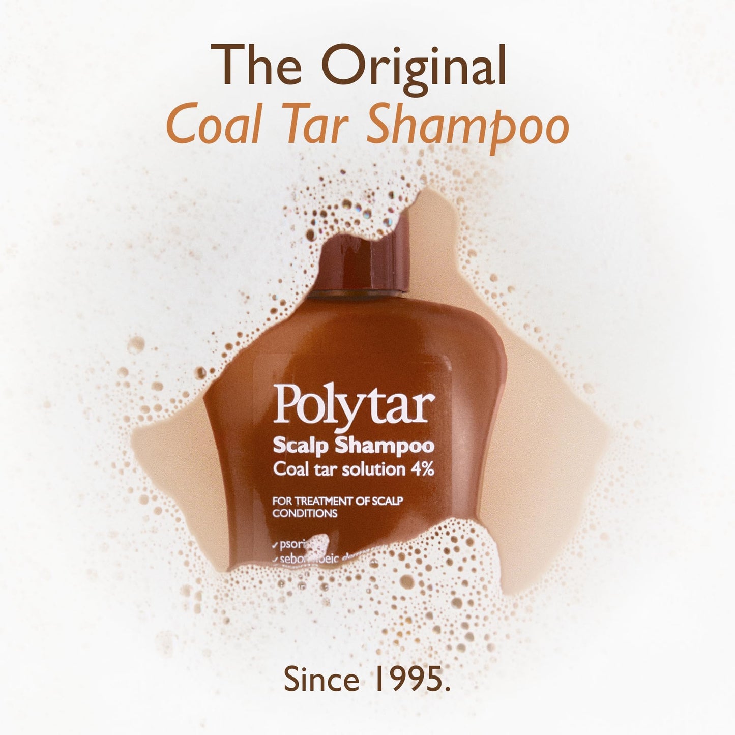 Polytar Scalp Shampoo, For Scalp Conditions, Reduces Itching, Inflammation and Scales, Shampoo Treats Psoriasis, Seborrhoeic Dermatitis, Eczema and Dandruff, Contains Coal Tar Solution, 1 x 150ml