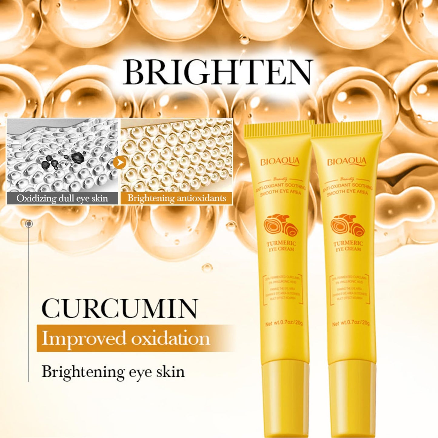 RUICHING Lumibalm Upcircle Eye Cream, Turmeric Eye Cream for Dark Circles and Puffy Eyes, Anti Aging Tightening Reduce Fine Line Under Eye Brightener, Smooth Firm Eye Moisturiser, All Skin Types