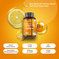 WeightWorld Vitamin B12 Tablets 1000mcg - 1+ Year Supply - 400 Chewable Tablets - Natural Lemon Flavour - Vegan & Gluten-Free - Methylcobalamin Form - B12 Vitamins for Women & Men - Made in the UK