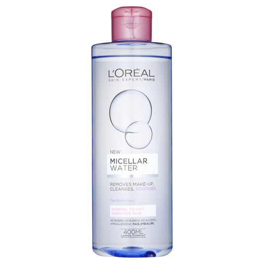 L'ORÉAL L'Oréal Paris Micellar Water for Sensitive and Dry Skin, Made with Purified Water and Combined Micelles to Capture Impurities and Remove Makeup Gently without Rubbing or Irritation