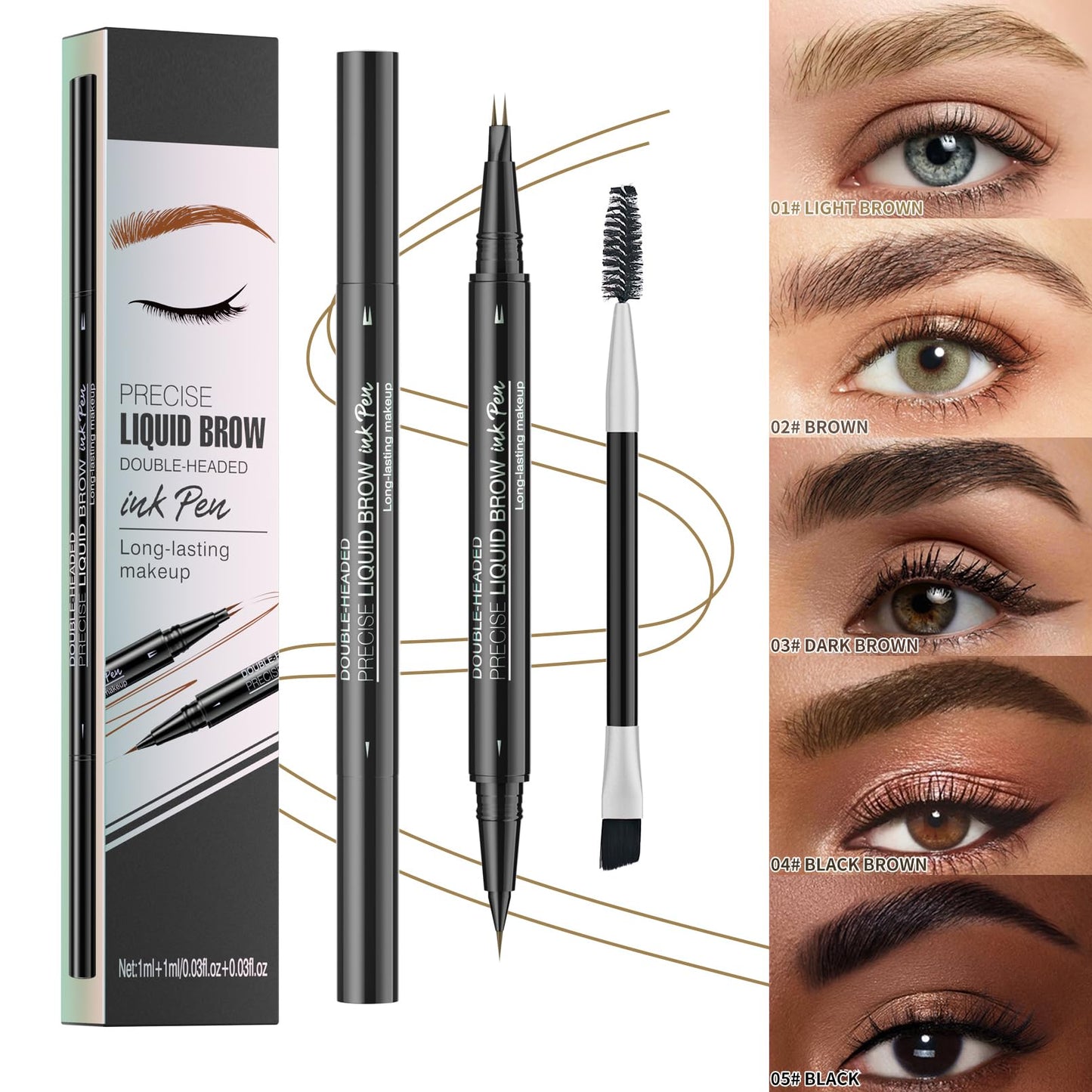 Vawolecy Microblading Eyebrow Pen, Brow Pencil 2-in-1 Dual-Ended Eyebrow Pencil with Micro-Fork-Tip Applicator and Precise Brush-Tip Create Hair Like Brows, Last All-Day