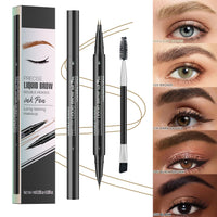 Vawolecy Microblading Eyebrow Pen, Brow Pencil 2-in-1 Dual-Ended Eyebrow Pencil with Micro-Fork-Tip Applicator and Precise Brush-Tip Create Hair Like Brows, Last All-Day