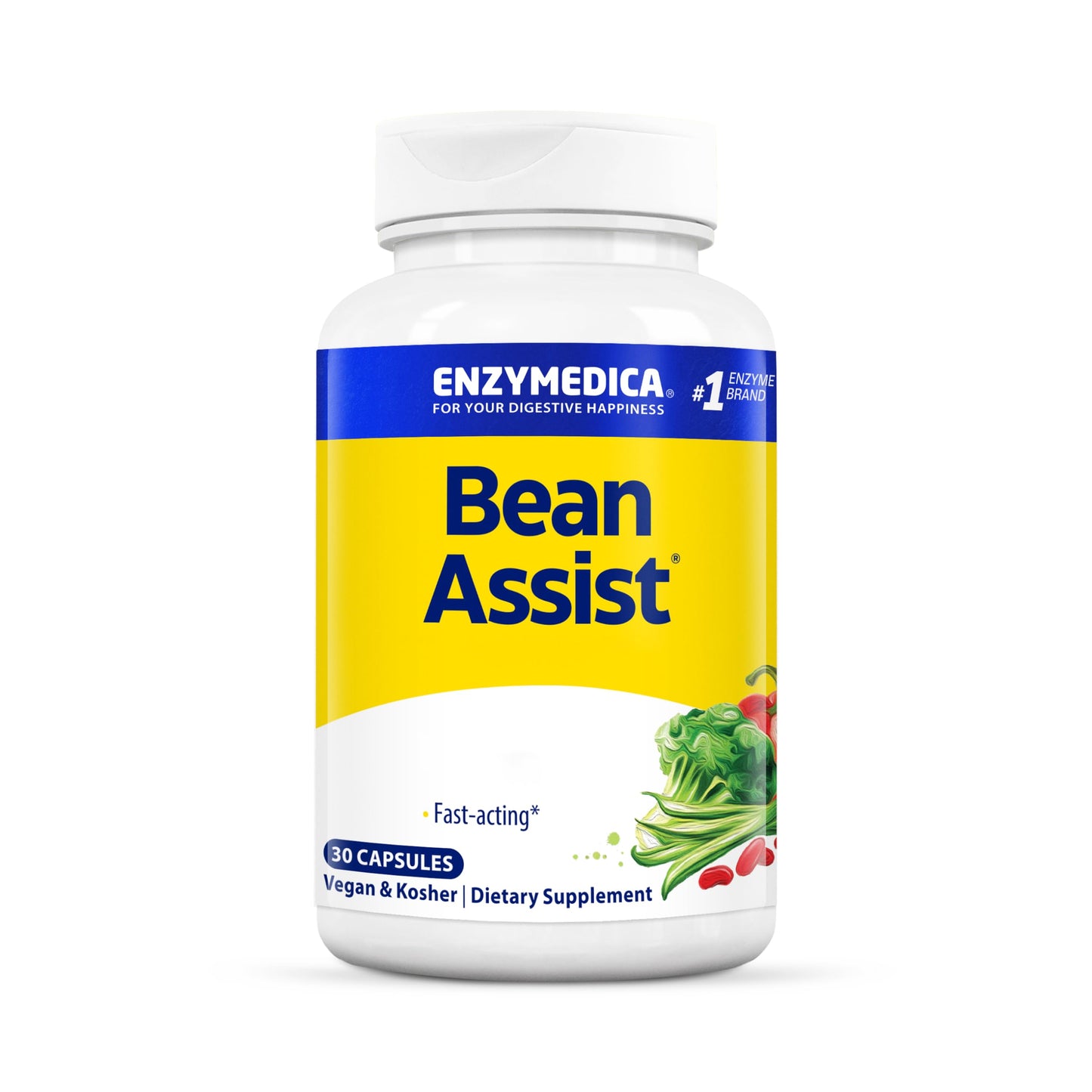 Enzymedica, BeanAssist, Digestive Support, 30 Capsules, Vegan, Gluten-Free, Soy-Free