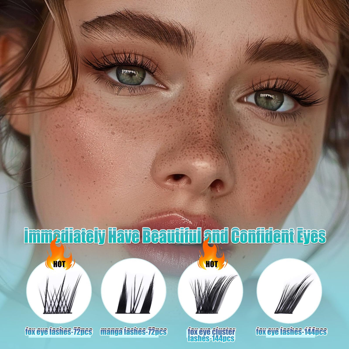 Fox Eye Lashes Lash Clusters C Curl Fox Eye Cluster Lashes Wispy Cat Eye Lashes Natural Individual Lashes Individual Cluster Eyelashes 72pcs Lashes Individual Cluster Lash Individuals by Obeyalash