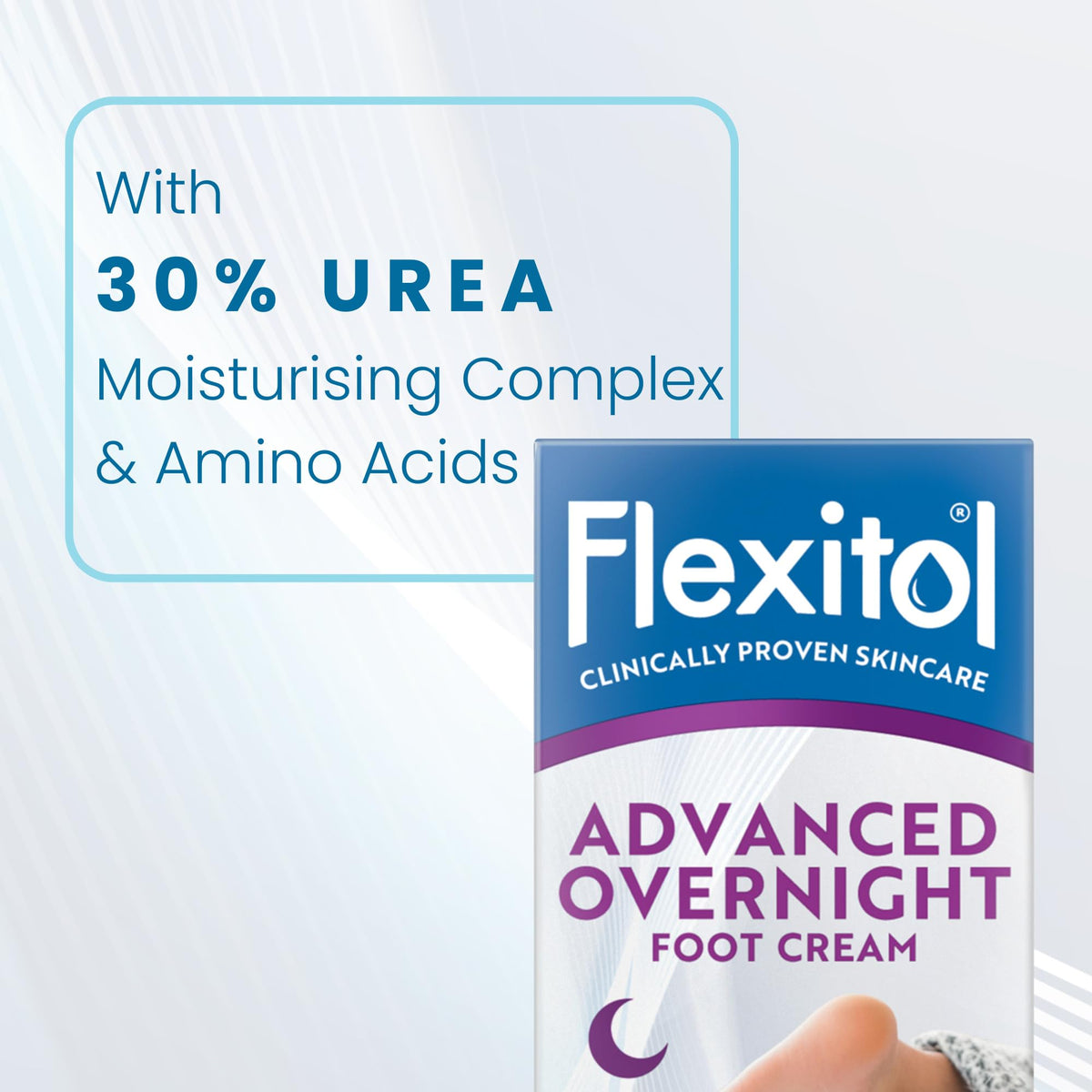Flexitol Rapid Revive Overnight Foot Cream - 30 Percent Urea for Extremely Dry, Hard, Rough Skin on Feet - Results in 1 Night - Clinically Proven Foot Care - High Urea - Suitable for Diabetics. 50g