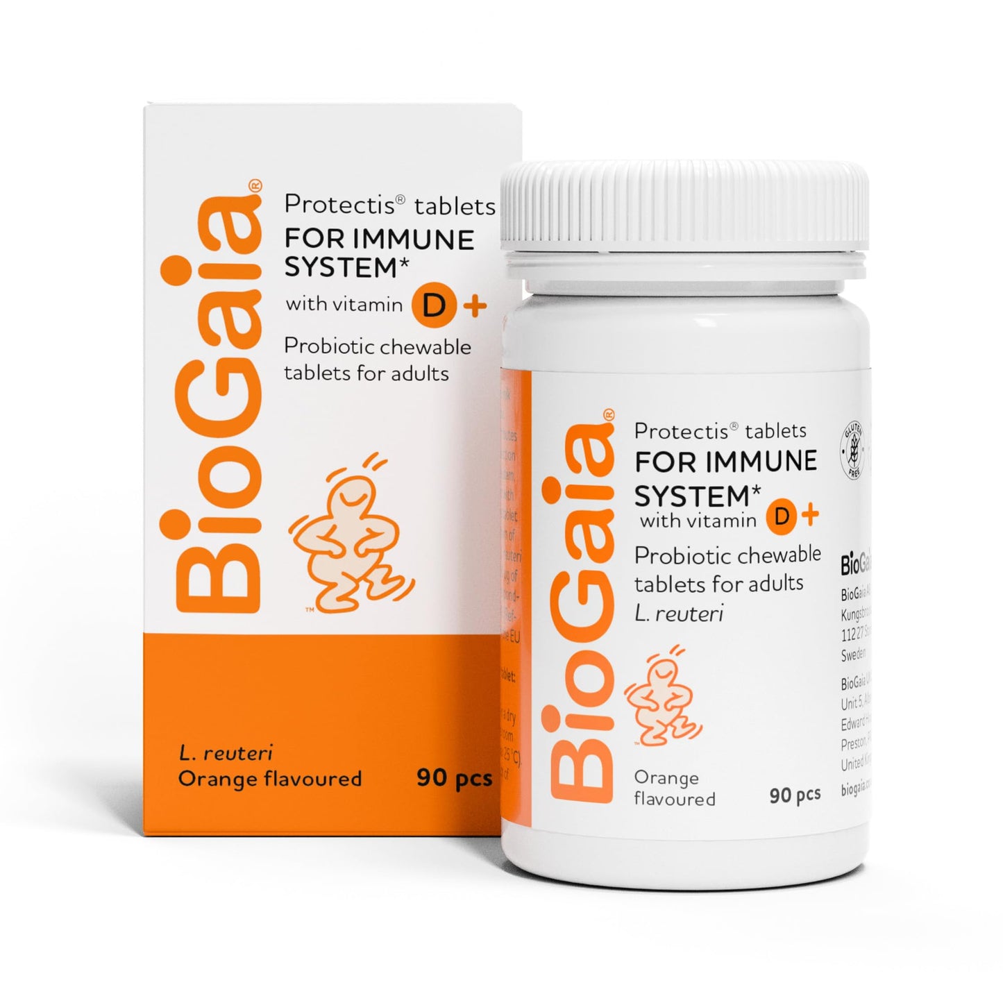 BioGaia BIOGAIA Protectis Probiotic Chewable Vitamin D3 Tablets, Orange Flavoured, 90 Pieces, for The Whole Family