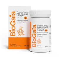 BioGaia BIOGAIA Protectis Probiotic Chewable Vitamin D3 Tablets, Orange Flavoured, 90 Pieces, for The Whole Family