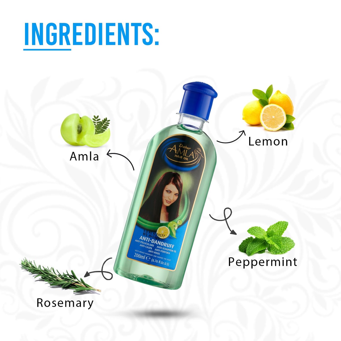 Dabur Amla Amla Anti-Dandruff Hair Oil - 200 ml, Reduce Dandruff, Enriched With Lemon & Rosemary, Makes Hair Strong & Beautiful