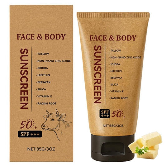 EliiSkinn Tallow Sunscreen - Beef Tallow Sunscreen SPF 50 - Face & Body Sun Cream, Natural & Lightweight Non-Greasy Formula Suitable for All Skin Types, 85g