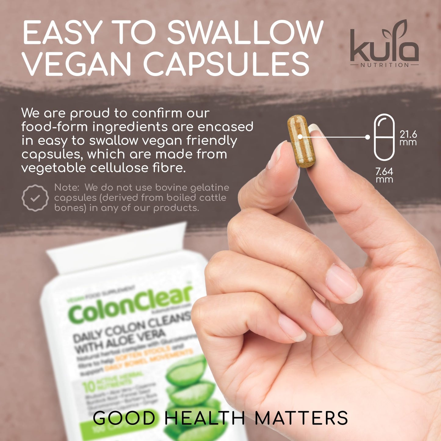 Kula Nutrition ColonClear – Colon Cleanse Detox - Natural Laxative and Stool Softener for Constipation Relief for Adults – Everyday Herbal Formula with Aloe Vera and Fibre for Regular Bowel Movements - 100 Capsules
