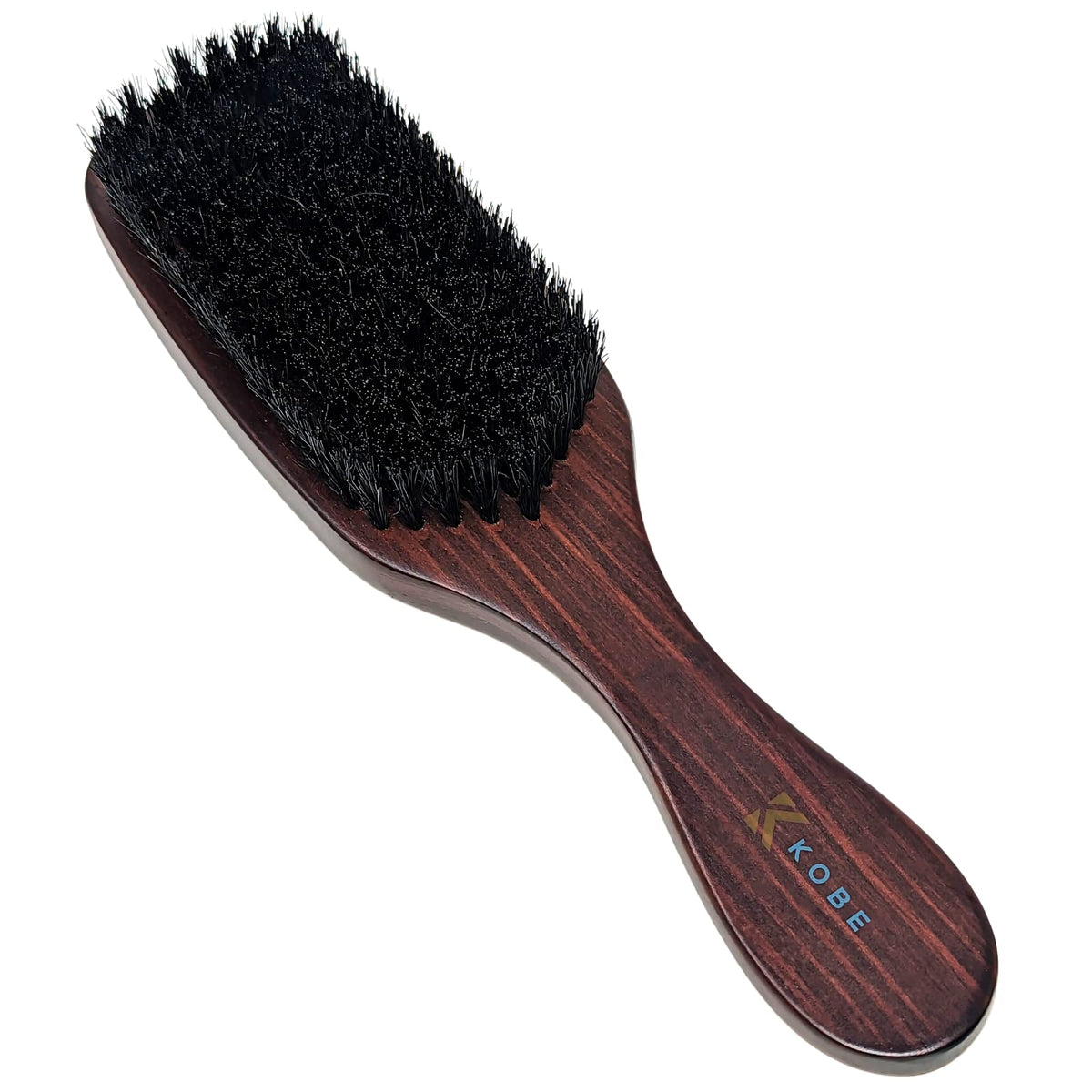 Kobe Professional Men's Dark Wood Club Brush - Men’s Boar Bristle Hair Brush/Beard Brush - Wooden Bristle Brush for Men & Women (Errol)