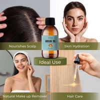 Essican Purelife Pure Moroccan Argan Oil 250ml, Cold Pressed Vitamin E Oil for Skin, 100% Natural Argan Carrier Oil for Face & Body Oil, Hair Oil for Dry Damaged Hair, Curly Hair & Body Oil for Women and Men