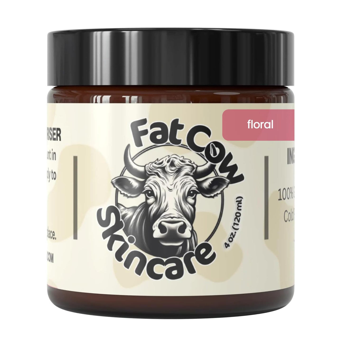 Fat Cow Skincare Anti-Ageing Body Cream, Beef Tallow, Vitamin E (120ml, Floral)
