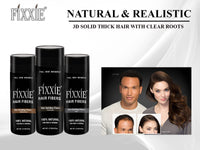 FIXXIE, fixxie Hair Fibres with Applicator + Comb, 82.5g Natural Keratin Hair Thickening Fibers for Thinning Hair, Hair Thickener For Women & Men, 27.5g X 3 Bottles (Pack of 3, Black)