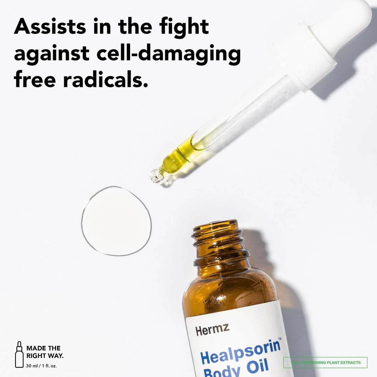 Hermz Laboratories Healpsorin Hemp Body Oil + Microfibre Cloth - Scalp Psoriasis Treatment - Itchy, Cracked and Irritated Skin - Eczema, Rosacea - 30ml