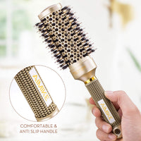 AIMIKE Round Hair Brush, Nano Thermal Ceramic & Ionic Tech Round Brush, Blow Dry Hair Brush with Boar Bristles, Barrel Brush for Styling, Curling, Add Volume & Shine (2.9 inch, Barrel 1.7 inch)