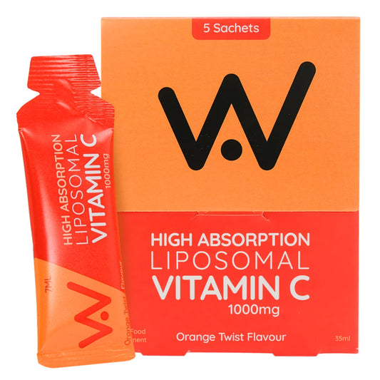 WELL ACTUALLY Liposomal Vitamin C 1000mg Sachets - High Bioavailability Liquid Vitamin C Supplement - Supports Immunity, Skin, Brain, Joints, Energy - Vegan (Packs of 5 Sachets)