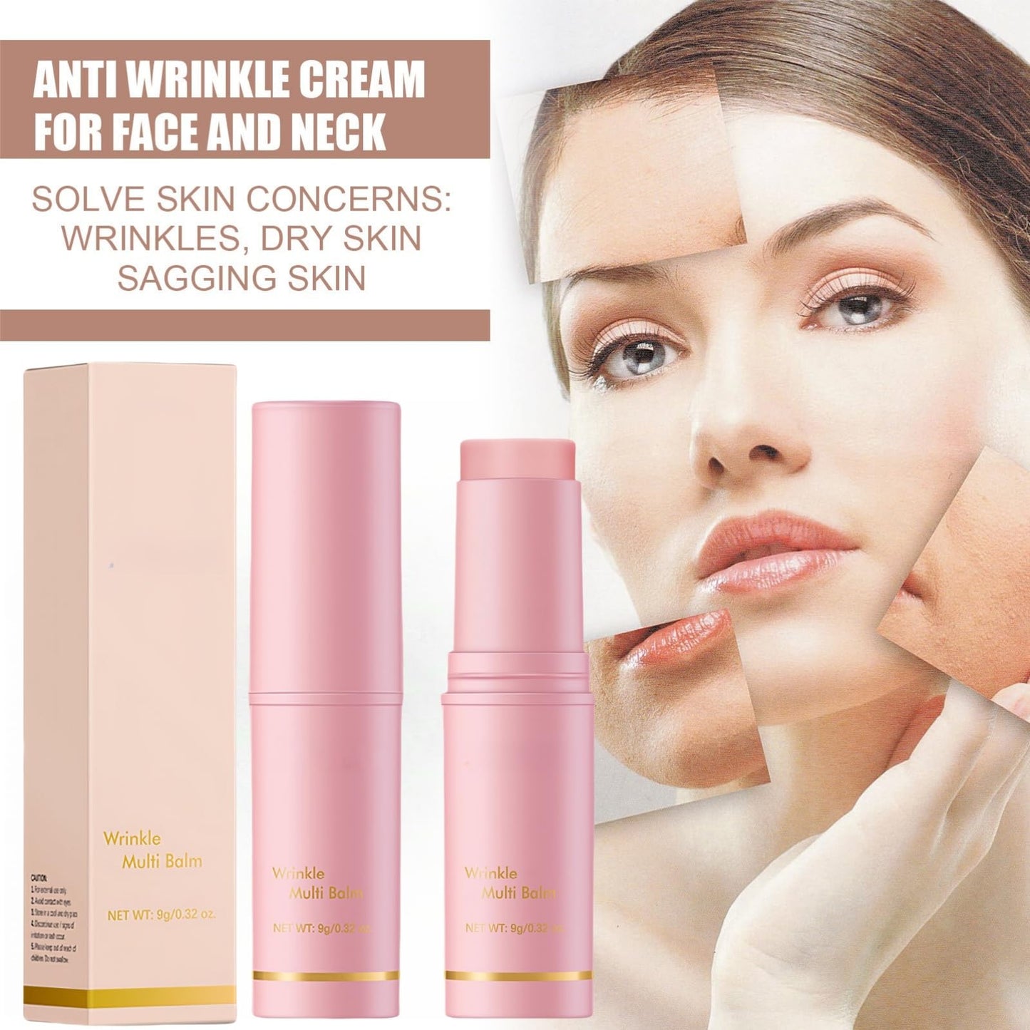 Ruojiar Collagen Multi Balm Stick,Collagen Wand,Deep Wrinkle Filler Coll/agen Stick,Moisturizing Balm for Fine Lines and Wrinkles,Skin Tightening Cream for Face,Instantly Hydrates,for Face,Eye,Lip,Portable