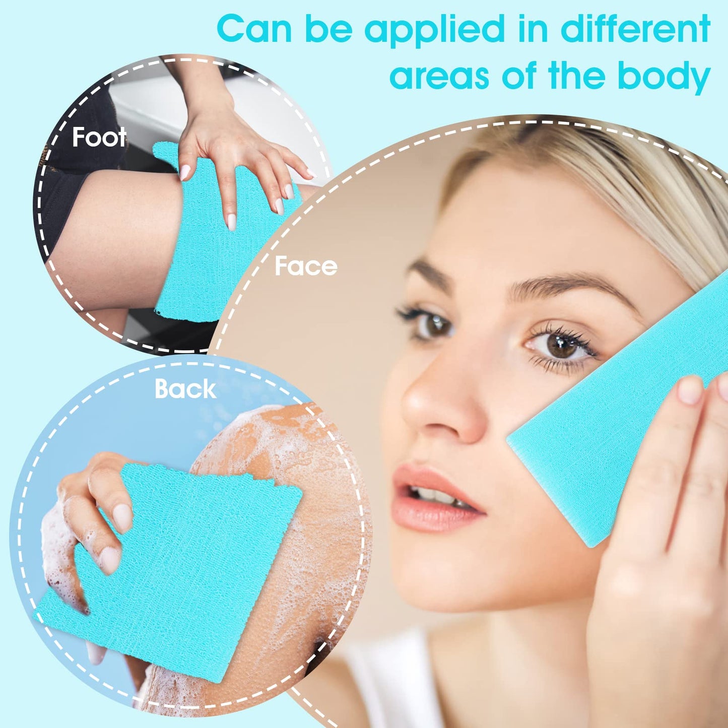 WLLHYF Exfoliating Cloth Nylon Japanese Scrub Shower Wash Cloth Body Shower Cleaning Multicolour Sponges Deep Clean Back Washer Spa Massage Bath Towel for Women Men