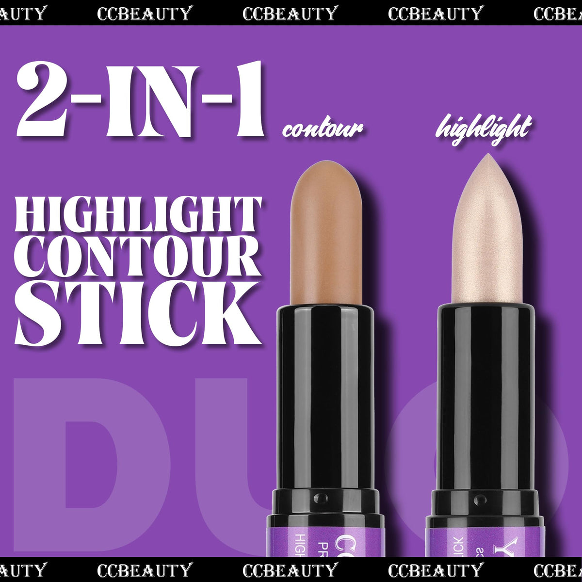 CCbeauty Cream Highlight and Contour Stick, Shimmer Highlighter Makeup, Contouring Highlighting Makeup, Face Shaping Stick, Lightweight, Blend Smooth, Colour Corrector Concealer Stick, Blonde/Mocha