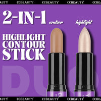 CCbeauty Cream Highlight and Contour Stick, Shimmer Highlighter Makeup, Contouring Highlighting Makeup, Face Shaping Stick, Lightweight, Blend Smooth, Colour Corrector Concealer Stick, Blonde/Mocha