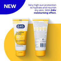 E45 Sun Body Lotion for Sensitive Skin. Hydrating Sun Cream with very high UVA and UVB protection and SPF 50+. For Dry Skin, Sensitive Skin and Eczema Prone Skin - 180 ml
