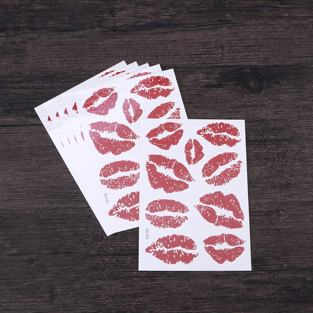 Healifty 6pcs Red Lip Stickers Kiss Stickers Decals Temporary Tattoo Stickers Waterproof Tattoo Decorative Stickers for Neck Leg Face Chest Water Bottle