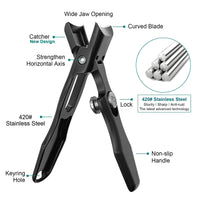 VOGARB Toe Nail Clippers for Thick Nails, Large Wide Jaw Opening Toenail Clippers with Toenail File Heavy Duty Fingernail Cutter No Splash for Men Women Adult Seniors (Black with File)