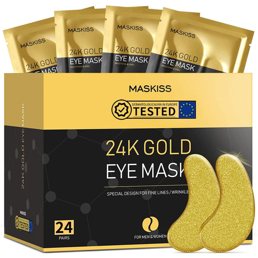 Under Eye Patches (24 Pairs) - 24K Gold Eye Masks Skincare Enriched with Abundant Collagen, hyaluronic acid, anti-aging self care eye gel pads for puffy eyes, dark circles and eye bags,wrinkle patches