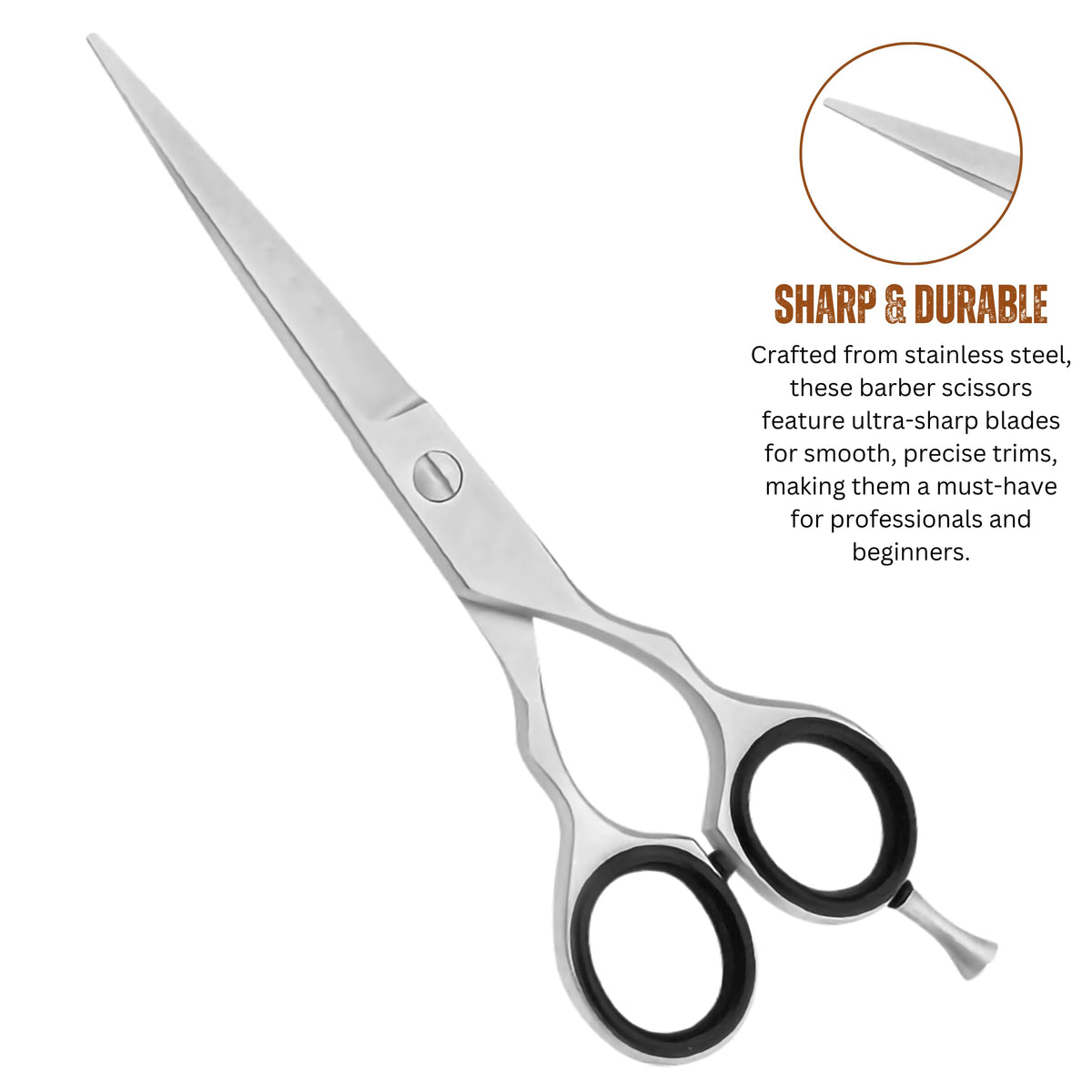 Asm Instruments ASM Professional Hairdressing Scissors Barber Salon Scissor - Heavy Duty Stainless Steel Barbers Scissor for Crafting, Beard & Hair Cutting 6.5" - Perfect Christmas Gifts for Women & Men (Silver)