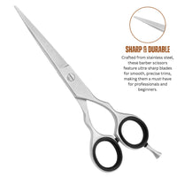 Asm Instruments ASM Professional Hairdressing Scissors Barber Salon Scissor - Heavy Duty Stainless Steel Barbers Scissor for Crafting, Beard & Hair Cutting 6.5" - Perfect Christmas Gifts for Women & Men (Silver)