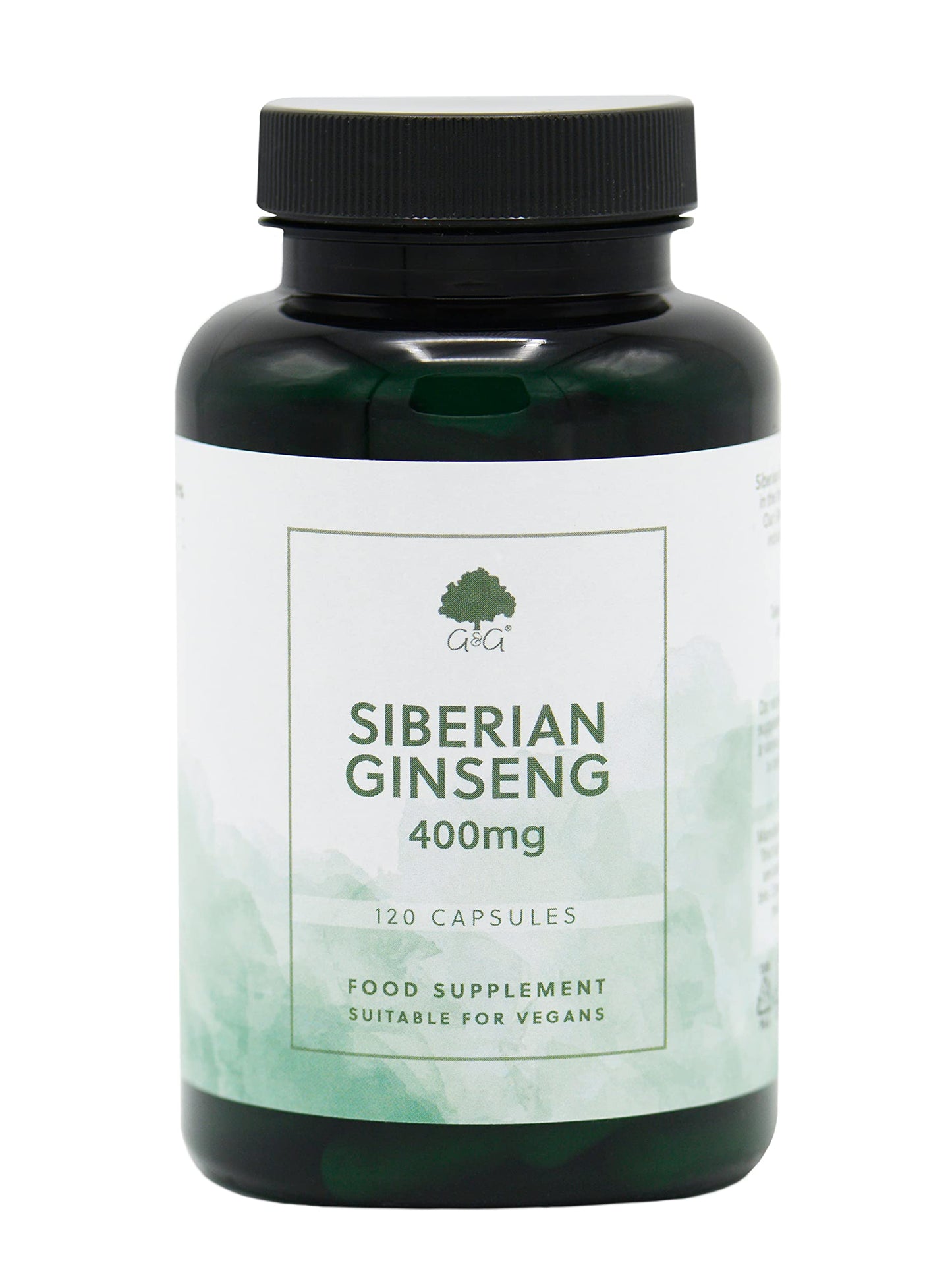 Siberian Ginseng Capsules | 400mg Ginseng per Capsule | 120 Vegan Capsules | G&G Vitamins